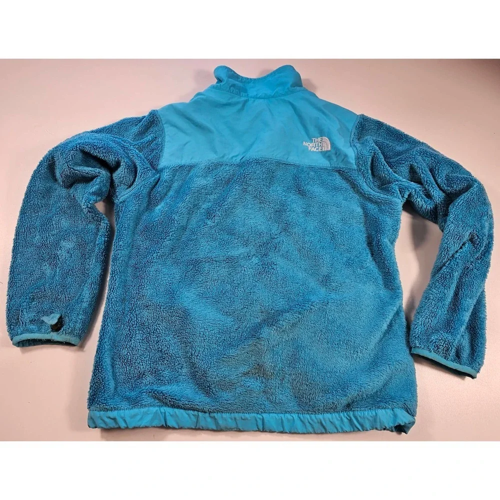 The north face girls large (14-16) Teal furry full zip jacket READ
